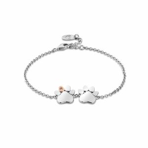 Clogau Paw Prints on My Heart Silver Double Paw Bracelet 3SPWP0823