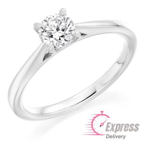 Brilliant Cut Diamond Engagement 4 Claw Ring in Platinum - 0.50ct 