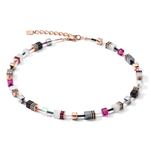 Coeur De Lion GeoCUBE Necklace - Rose White and Pink  4013100400