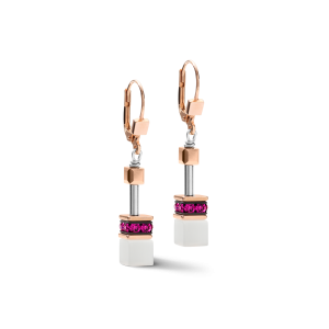 Coeur De Lion GeoCUBE Earrings - Rose White and Pink 4013200400