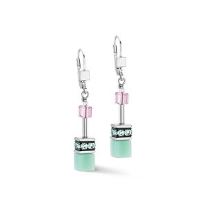 Coeur De Lion GeoCUBE Iconic Earrings - Green and Pink