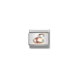 Nomination Rose Gold and Zirconia Classic Letter Charm - E