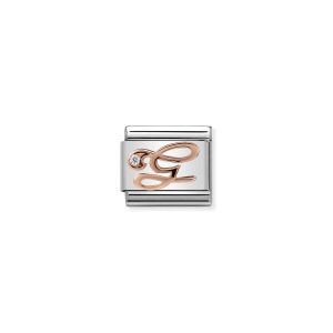 Nomination Rose Gold and Zirconia Classic Letter Charm - G
