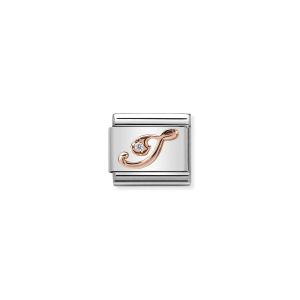 Nomination Rose Gold and Zirconia Classic Letter Charm - I