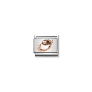 Nomination Rose Gold and Zirconia Classic Letter Charm - O
