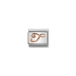 Nomination Rose Gold and Zirconia Classic Letter Charm - T