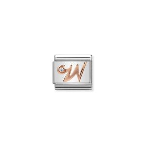 Nomination Rose Gold and Zirconia Classic Letter Charm - W