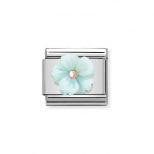 Nomination Classic 9k Rose Gold Flower Turquoise Mother of Pearl Charm