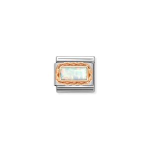 Nomination Classic Rose Gold and White Opal Baguette Charm 430512_07