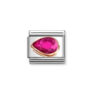 Nomination Classic Rose Gold Faceted Red Left Teardrop Charm. Item code 430605/005
