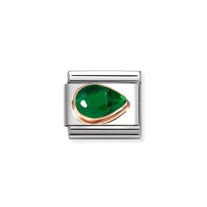 Nomination Classic Faceted Zirconia Right Teardrop Charm 9k Rose Gold Green - 430606_004