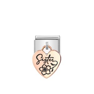 Nomination Classic Rose Gold Heart Engraved Sister Charm - 431803_05