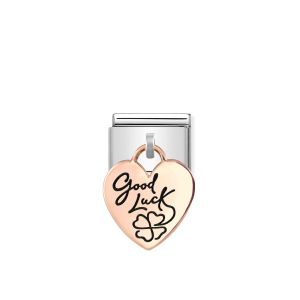 Nomination Classic Rose Gold Heart Good Luck Drop Charm 431803_07