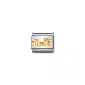 NOMINATION COMPOSABLE Classic RELIEF MONUMETS in stainless steel with 18k gold Stonehenge 030123_38
