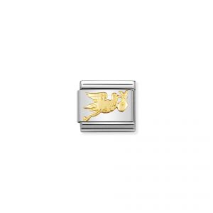 NOMINATION COMPOSABLE Classic RELIEF in stainless steel with 18k gold Stork