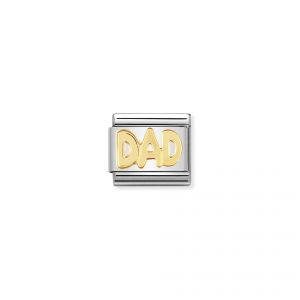 NOMINATION COMPOSABLE Classic WRITINGS in stainless steel with 18k gold DAD 030107_11