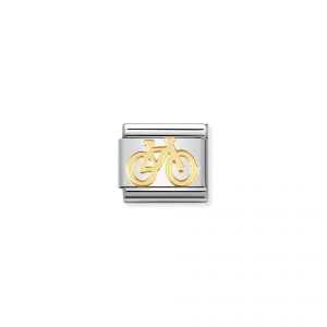 NOMINATION COMPOSABLE Classic TECH in stainless steel with 18k gold Bike 030108_04
