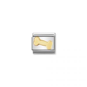 NOMINATION COMPOSABLE Classic FUN in stainless steel with 18k gold Bone 030110_09
