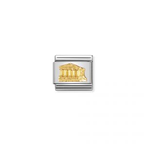 NOMINATION COMPOSABLE Classic RELIEF MONUMETS in stainless steel with 18k gold Parthenon
