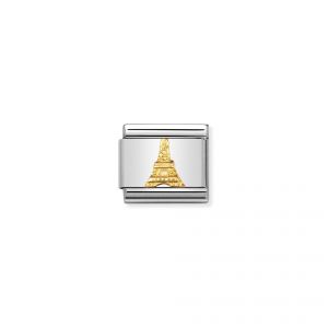NOMINATION COMPOSABLE Classic RELIEF MONUMETS in stainless steel with 18k gold Eiffel Tower