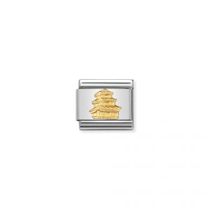 NOMINATION COMPOSABLE Classic RELIEF MONUMETS in stainless steel with 18k gold Pagoda