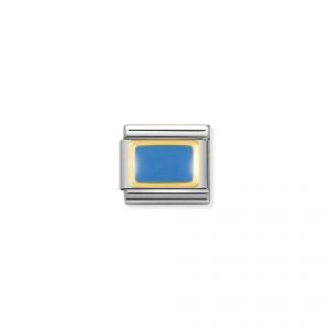 NOMINATION Composable Classic PLATES steel , enamel and 18k gold LIGHT BLUE Rectangle
