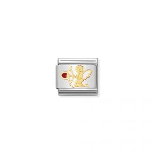 NOMINATION COMPOSABLE Classic LOVE in stainless steel with enamel and 18k gold Cupid