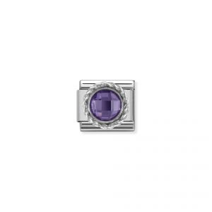 NOMINATION Comp. CL CZ ROUND FACETED STONES stainless steel and twisted 925 silver detail PURPLE 330601_001