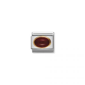 NOMINATION Composable Classic oval hard stones in stainless steel and gold 18k RED AGATE