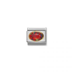 NOMINATION Composable Classic oval hard stones in stainless steel and gold 18k RED OPAL