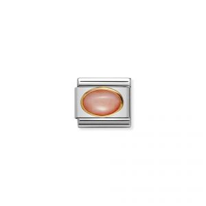 NOMINATION Composable Classic oval hard stones in stainless steel and gold 18k PINK CORAL