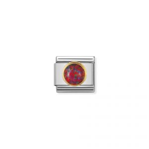 NOMINATION COMPOSABLE Classic ROUND STONES in stainless steel with 18k gold RED OPAL 030503_08
