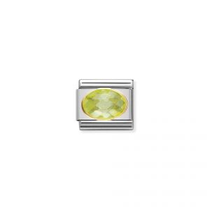 NOMINATION COMPOSABLE Classic FACETED CUBIC zirconia, stainless steel and 18k gold GREEN