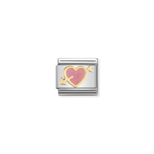 NOMINATION Composable Classic LOVE 1 stainless steel, enamel and gold 18k Pink heart with arrow 030253_01