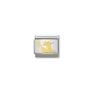 NOMINATION COMPOSABLE Classic GEOGRAPHIC SYMBOLS in stainless steel with 18k gold Statue of Liberty 030128_08