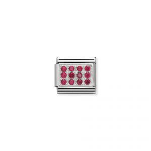 NOMINATION Composable CL PAVE in stainless steel, Cubic zirconia and 925 silver RED