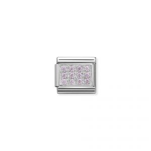 NOMINATION Composable CL PAVE in stainless steel, Cubic zirconia and 925 silver Pink CZ