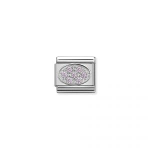 NOMINATION Composable CL OVAL PAVE in stainless steel, Cub. zirconia and 925 silver (Pink CZ)