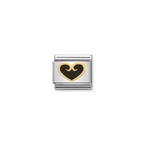 NOMINATION Composable Classic ELEGANCE in stainless steel with 18k gold and enamel Heart with decorations BLACK 030279_15