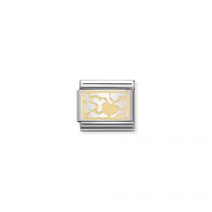 NOMINATION Composable Classic SYMBOLS PLATES steel and gold 750 Interlocking hearts 030153_11