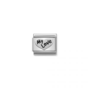 NOMINATION Composable Classic OXIDIZED SYMBOLS in st.steel and sterling silver Heart My Love