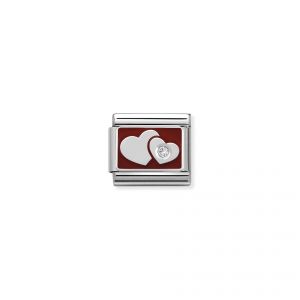 Nomination Composable Classic double hearts and white stone charm - 330317_01