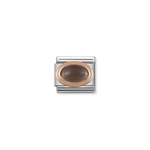 NOMINATION Composable Classic OVAL HARD STONES in stainless steel with 9K rose gold Smoky quartz