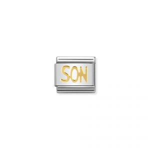 NOMINATION COMPOSABLE Classic WRITINGS in stainless steel with 18k gold SON