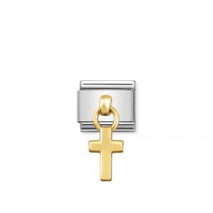 NOMINATION Composable Classic CHARMS and steel and 18k gold Cross 031800_04