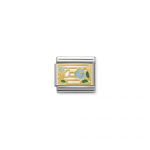 Nomination Classic Gold Music Stave with Blue Enamel Roses Charm - 030284_14