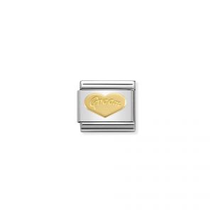 Nomination Composable Classic Charm - Groom Engraved Gold Heart 