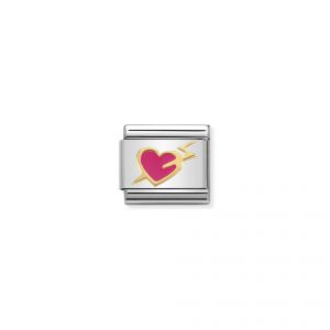 NOMINATION Composable Classic LOVE 2 stainless steel, enamel and 18k gold Pink Heart With Lightning