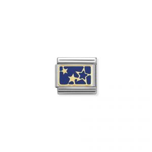 NOMINATION Composable Classic PLATES steel . enamel and 18k gold (44_Stars Blue Plate)