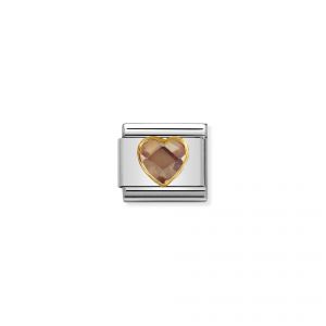 NOMINATION Composable Classic HEART FACETED CZ in steel and 750 gold CHAMPAGNE